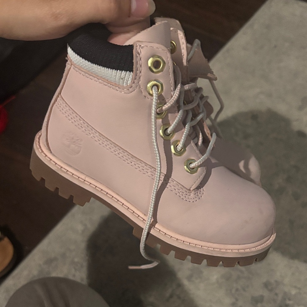 Timberland Kids Light Pink Lace-Up Boots